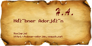 Hübner Adorján névjegykártya